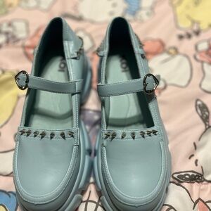 Chic Light Blue Mary Jane Shoes with Silver Accents